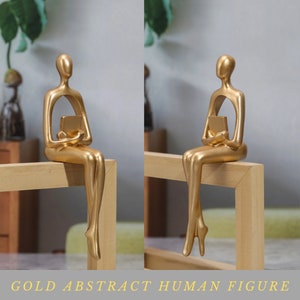Abstract Human Figure Design Decorative Ornament, Golden Sculpture Figurines, Modern Home Decor Desk Accessories Nordic Room Decoration