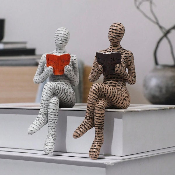 Reading Woman Resin Statue, Desktop Decoration, Art Decor Book Lover Gift, Office Desk Decor Art Sculpture Figurines