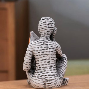 Reading Woman Statue Abstract Desktop Sculpture, Sitting Person Reading Book Shaped Home Decoration Ornament image 4