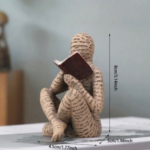 Reading Woman Statue Abstract Desktop Sculpture, Sitting Person Reading Book Shaped Home Decoration Ornament image 9