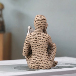 Reading Woman Statue Abstract Desktop Sculpture, Sitting Person Reading Book Shaped Home Decoration Ornament image 8