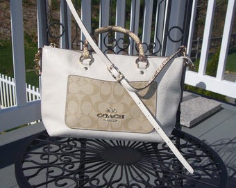 Coach Mini sac à main Emma en cuir bidirectionnel blanc cassé TRES BON ÉTAT !