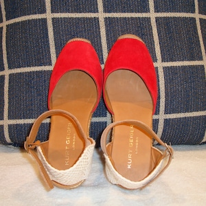 vintage Kurt Geiger London Monty Espadrilles Compensées En Daim Rouge Taille 37 TRES BON ETAT