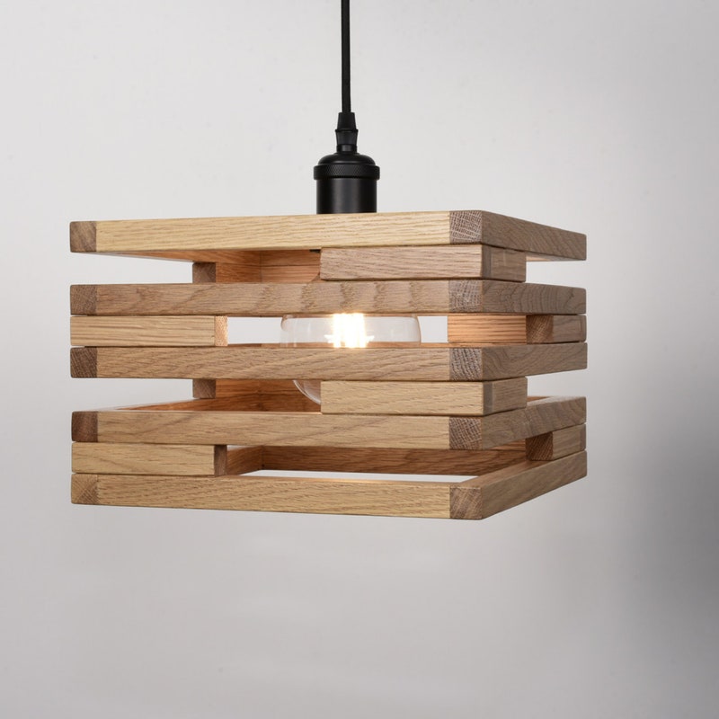Wooden Hanging Lamp - Etsy