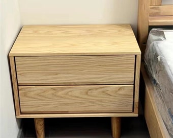 Solid Wood Bedside Cabinet with Modern Minimalist Design