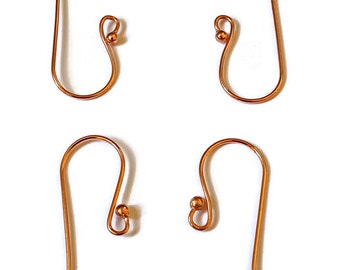 Solid Copper Ball End French Ear Wires 2 sizes available made in USA
