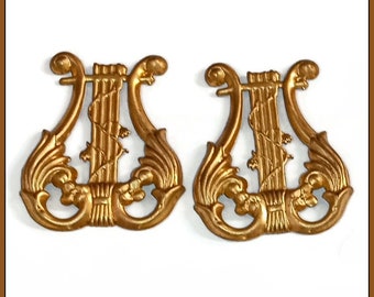 French Vintage Brass Harp Stampings-2