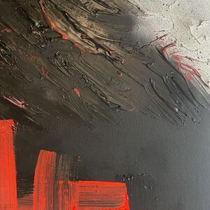 Toile acrylique rouge et noir d'art abstrait image 5