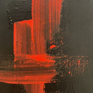 Toile acrylique rouge et noir d'art abstrait image 3