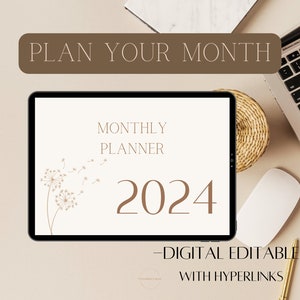 Digital Monthly Planner | Goodnotes planner |iPad planner | neutral design planner