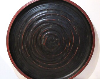 Laque en bois, Zoukoku-nuri Grand plateau à thé 35,8 cm Années 1960Vintage artisanat traditionnel japonais / JapanCraftsBonBon.