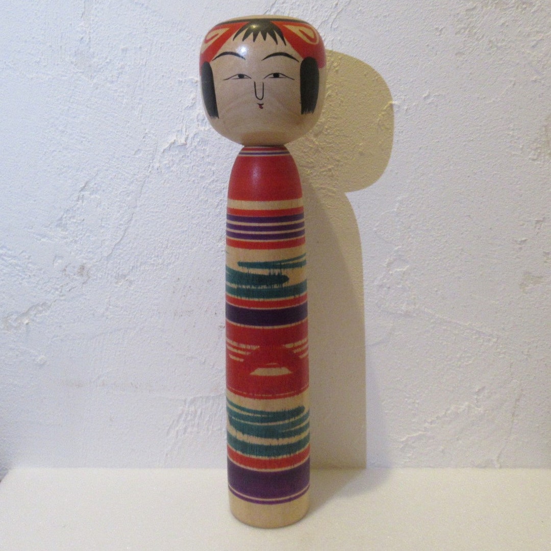 Poupée Japonaise Kokeshi Tsuchiyu – Artisanale Ancienne, Bois Signé, Années 1960