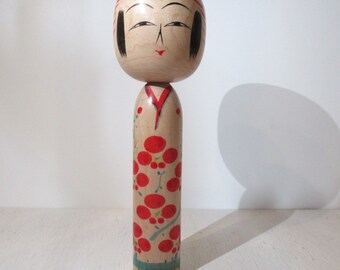 Mamoru Sato (1903-1979), poupée kokeshi traditionnelle de type Togatta 18,3cm 1961 Vintage / JapanCraftsBonBon.