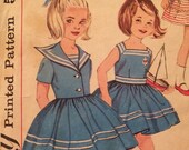 1960's Sailor Style Girl's Dress and Jacket  Vintage Simplicity 3952 Pattern size 6