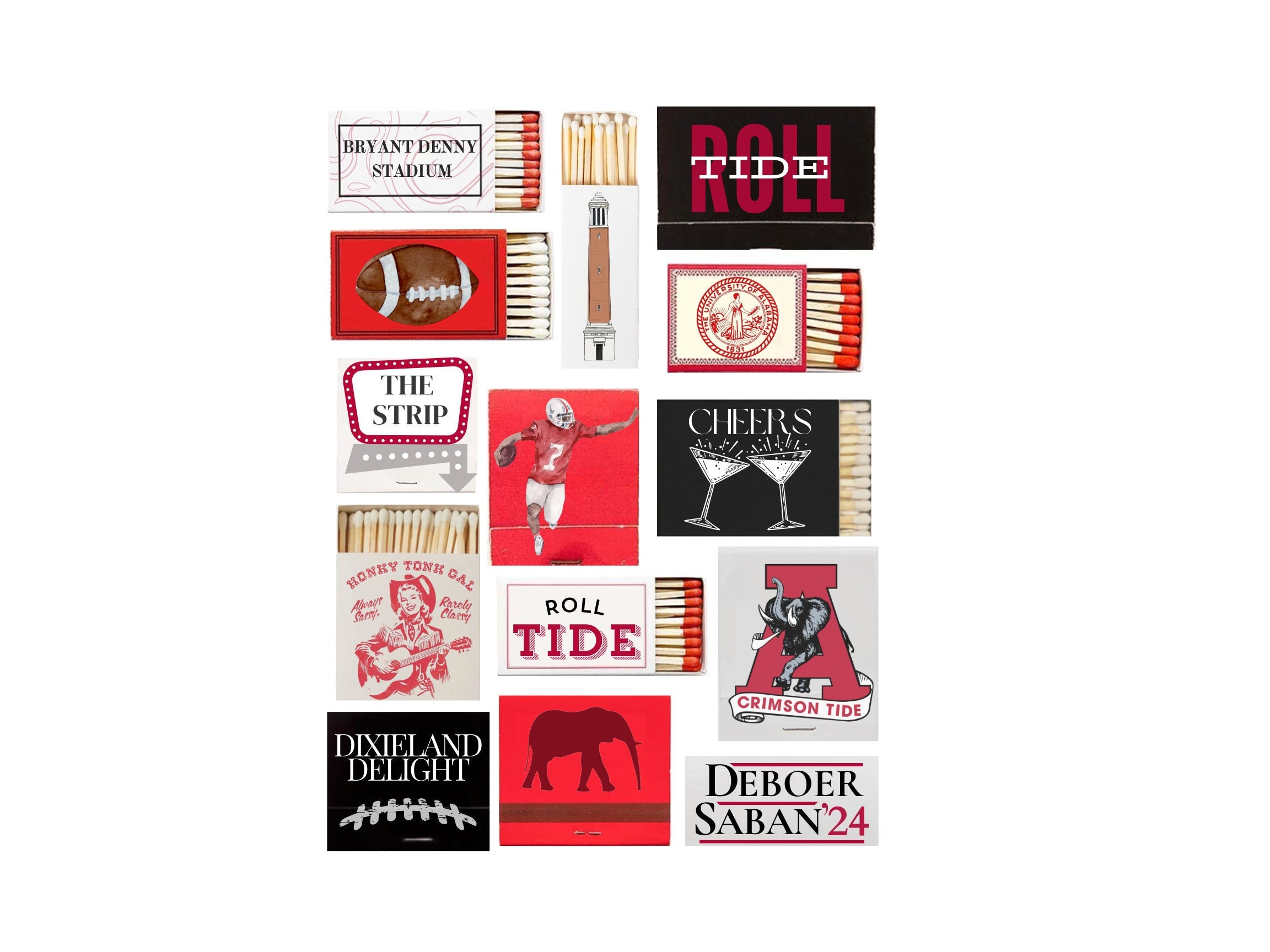 University of Alabama Matchbook Collage Digital Print Wall Decor