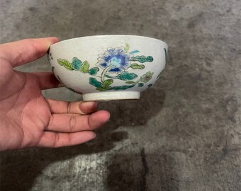 Artisan Ceramic Bowl - Handcrafted Flower Pattern Soup Bowl Hand-Decorated Porcelain Flower Bowl - Unique Floral Serving Dish