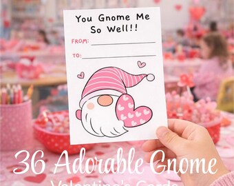 Printable Gnome Valentines for Kids – 36 Adorable Valentine Cards for Classroom & School Parties