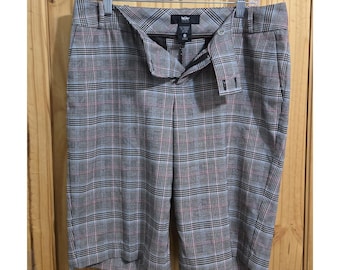Mossimo Womens Shorts Size 8 Plaid Bermuda Mid Rise Flat Front Preppy 90s Retro