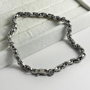 Chunky Chain Choker, Silver Chain Necklace, Waterproof Stainless Steel Jewelry, Everyday Layering Necklace, Perfect Gift For Her, Him
