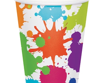 Art Party Hot/Cold Paper Cups 9 Oz., 8 ct |  Art Party |  Art Party Decorations |  Art Party Supplies | Birthday | Paint and Sip