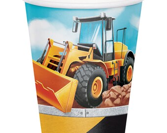 Big Dig Construction Hot/Cold Paper Cups 9 Oz., 8 ct | Construction Birthday | Construction Birthday Decor | Big Dig Theme | Party Decor