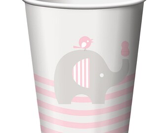 Little Peanut - Girl Hot/Cold Paper Cups 9 Oz. 8 ct | Little Peanut Girl Elephant| Elephant Decorations | Elephant Baby Shower | Baby Shower