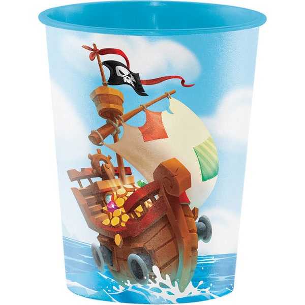 Pirate Treasure Plastic Keepsake Cup 16 Oz. | Pirate Birthday Party | Ahoy Matey | Pirate Decor | Pirate Party Supplies | Birthday Decor