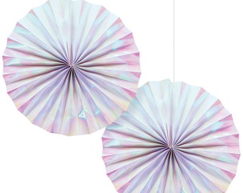 Iridescent Party Paper Fans, 2 ct