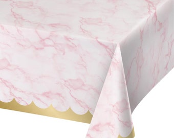 Pink Marble Tablecover, 54X102 Paper Aop (1/Pkg)