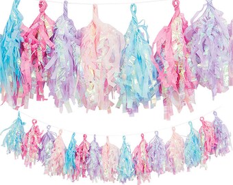 Iridescent Tissue Paper Tassel Garland