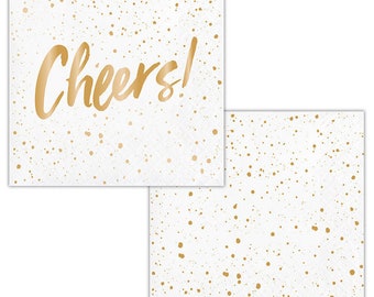 Cheers Gold Foil Beverage Napkins By Elise 24ct