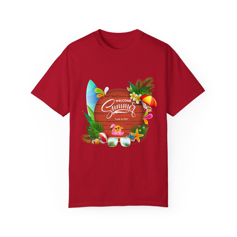 Unisex Garment-Dyed T-shirt I Summer T-Shirt Design I Summer 2024 I Cotton T Shirt I crew neck t-shirt Red
