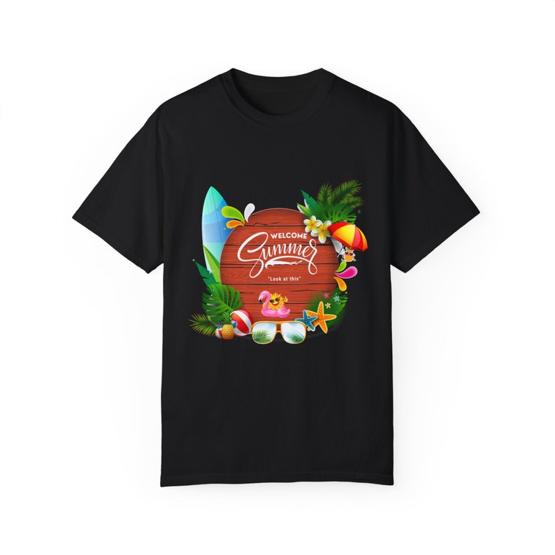 Unisex Garment-Dyed T-shirt I Summer T-Shirt Design I Summer 2024 I Cotton T Shirt I crew neck t-shirt Black