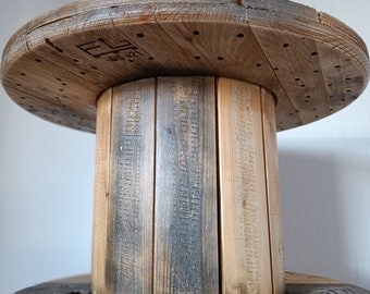 Mesa de centro bobina en madera rústica, carrete de madera, carrete, mesa de centro, vintage, estilo industrial, bar, pub, garaje, hogar