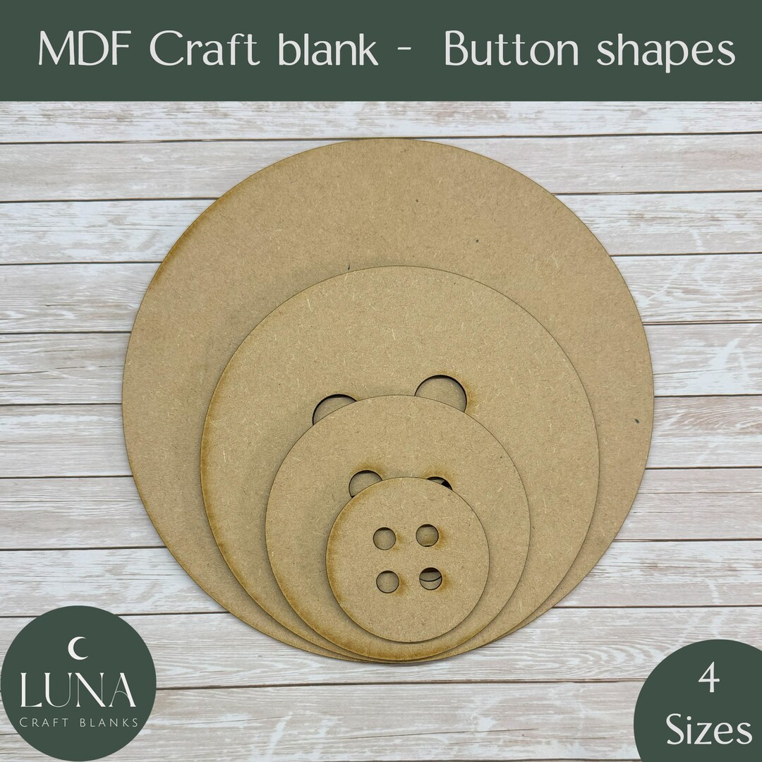 MDF Button Shapes, Plain Craft Blanks to Paint, Mixed Media Wooden ...