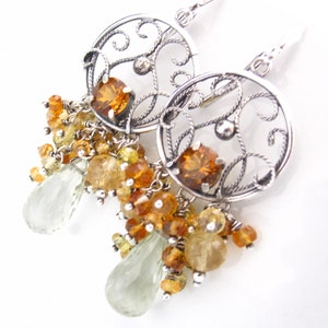 Mint and Honey Earrings Prasiolite, Sapphire, Citrine and Sterling ...