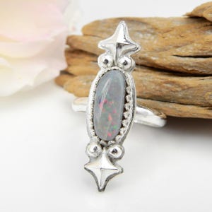 The North Star Ring - Sparking Opal and Stars Ring in Sterling Silver - Size 7