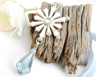 The Ice Queen Necklace - Sky Blue Topaz and Aquamarine with Sterling Silver Snowflake