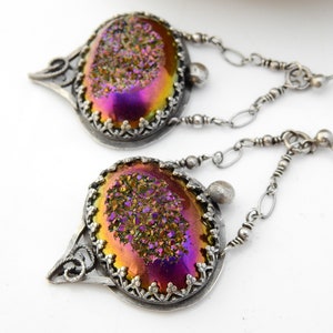 Mystic  Druzy Drop Earrings in Sterling Silver