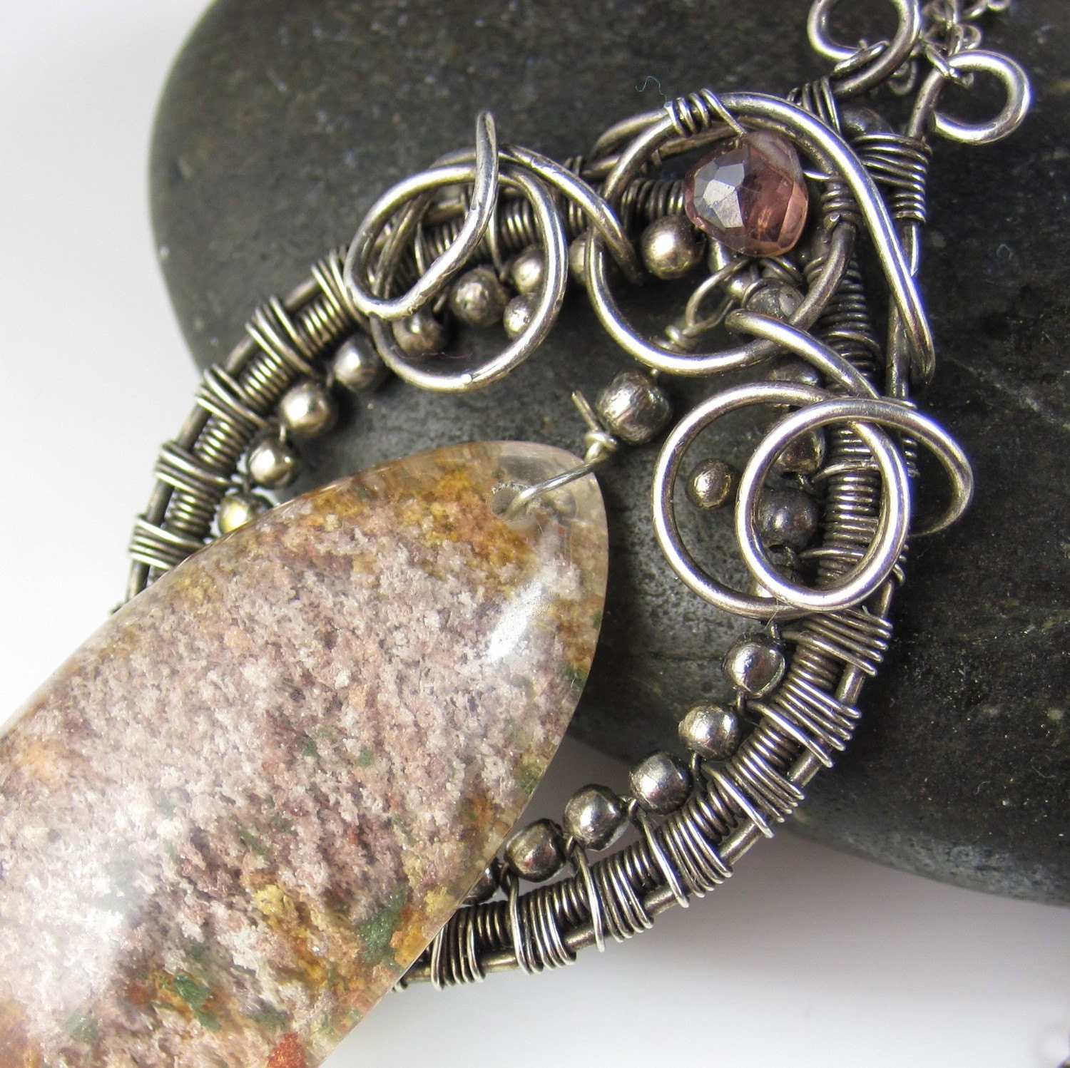 Phantom Necklace Phantom Quartz Spinel and Wrapped Silver Etsy