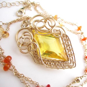 Midday Sun - Citrine, Gold FIll and Mexican Fire Opal Necklace