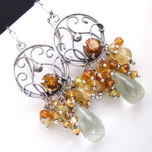 Mint and Honey Earrings Prasiolite, Sapphire, Citrine and Sterling ...