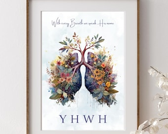 YHWH Lungs Print | Botanical Christian Wall Art (Digital Download)
