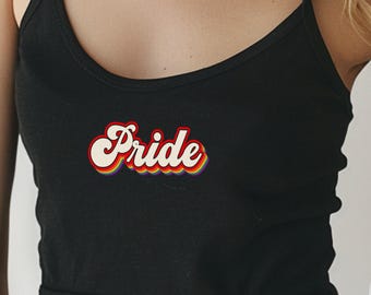 Retro Pride Tank Top LGBTQ Rainbow Shirt Bella Canvas Micro Rib Tank Pride Month Apparel Queer Gift Rainbow Pride Top