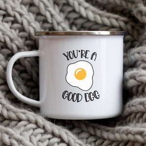 Personalized Enamel Camp Mug You're a Good Egg Custom Name Camping Mug Unique Gift for Friends Family Coworkers Christmas gift for campers