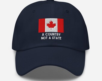 Hoed met geborduurde Canadese vlag: katoenen baseballpet 'A Country Not A State'