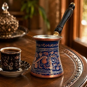 手作りの伝統的なトルココーヒーポット、ヴィンテージ銅製コーヒーポット、コンロ用コーヒーメーカー、銅製コーヒーメーカー、キッチンギフト、コーヒーギフト