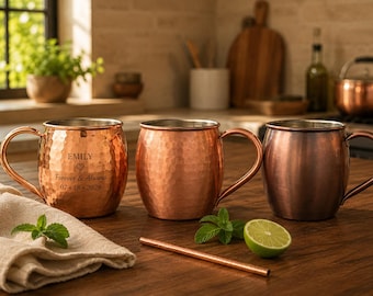 Personalized Hammered Copper Moscow Mule Mug, Engraved Gift for Him, Wedding Anniversary (500ml)