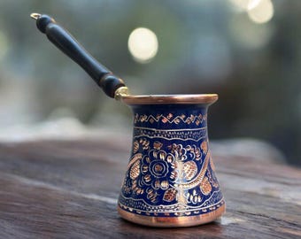 Cafetera turca tradicional hecha a mano, cafetera de cobre vintage, cafetera de cocina, cafetera de cobre, regalo de cocina, regalo de café