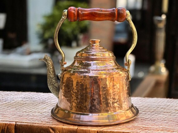 Hammered Pure Copper Teapot, Traditional Copper Tea Kettle, Vintage Teapot, Copper Kettle Teapot, Kitchen Gifts, Gifts for Tea Lover